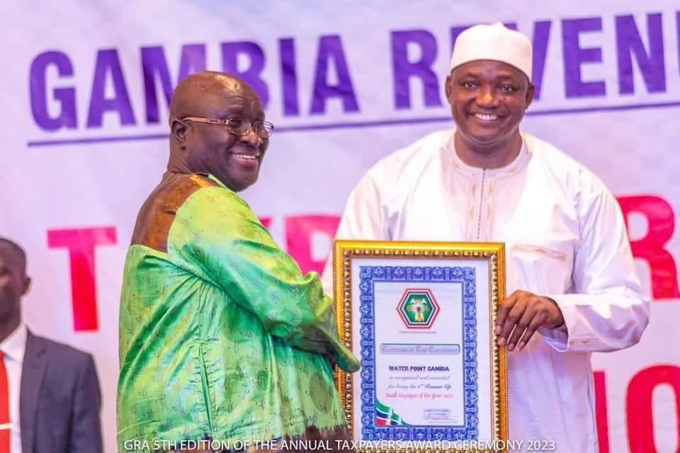 The General Manager of Water Point, Gambia Mr. Saikou Touray and His Excellency Mr. President Adama Barrow